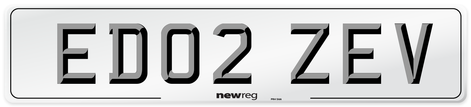 ED02 ZEV Number Plate from New Reg